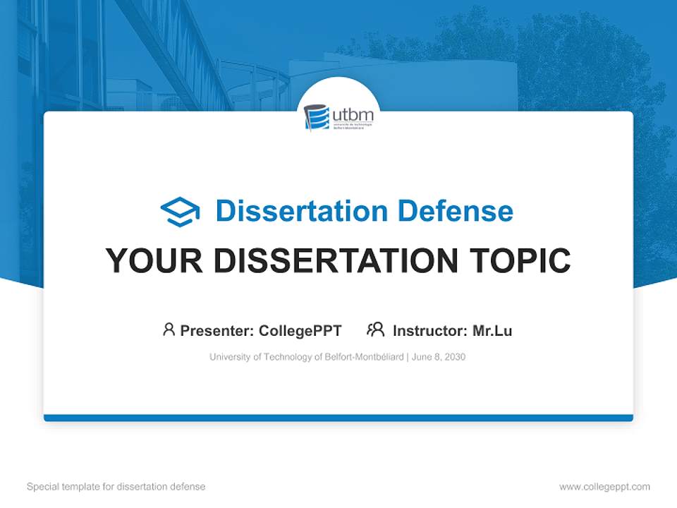 University of Technology of Belfort-Montbéliard Graduation Thesis Defense PPT Template4:3 ratio PPT effect preview image7