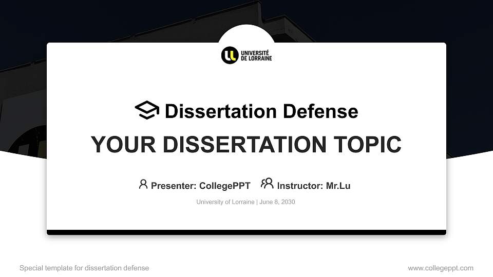 University of Lorraine Graduation Thesis Defense PPT Template16:9 ratio PPT effect preview image