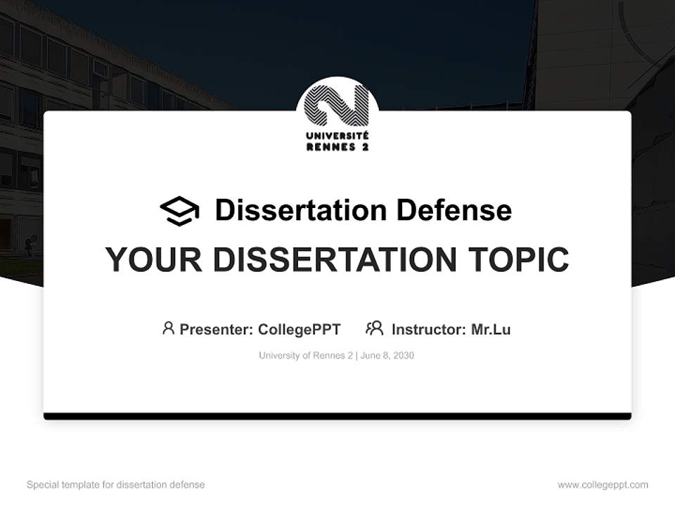 University of Rennes 2 Graduation Thesis Defense PPT Template4:3 ratio PPT effect preview image7