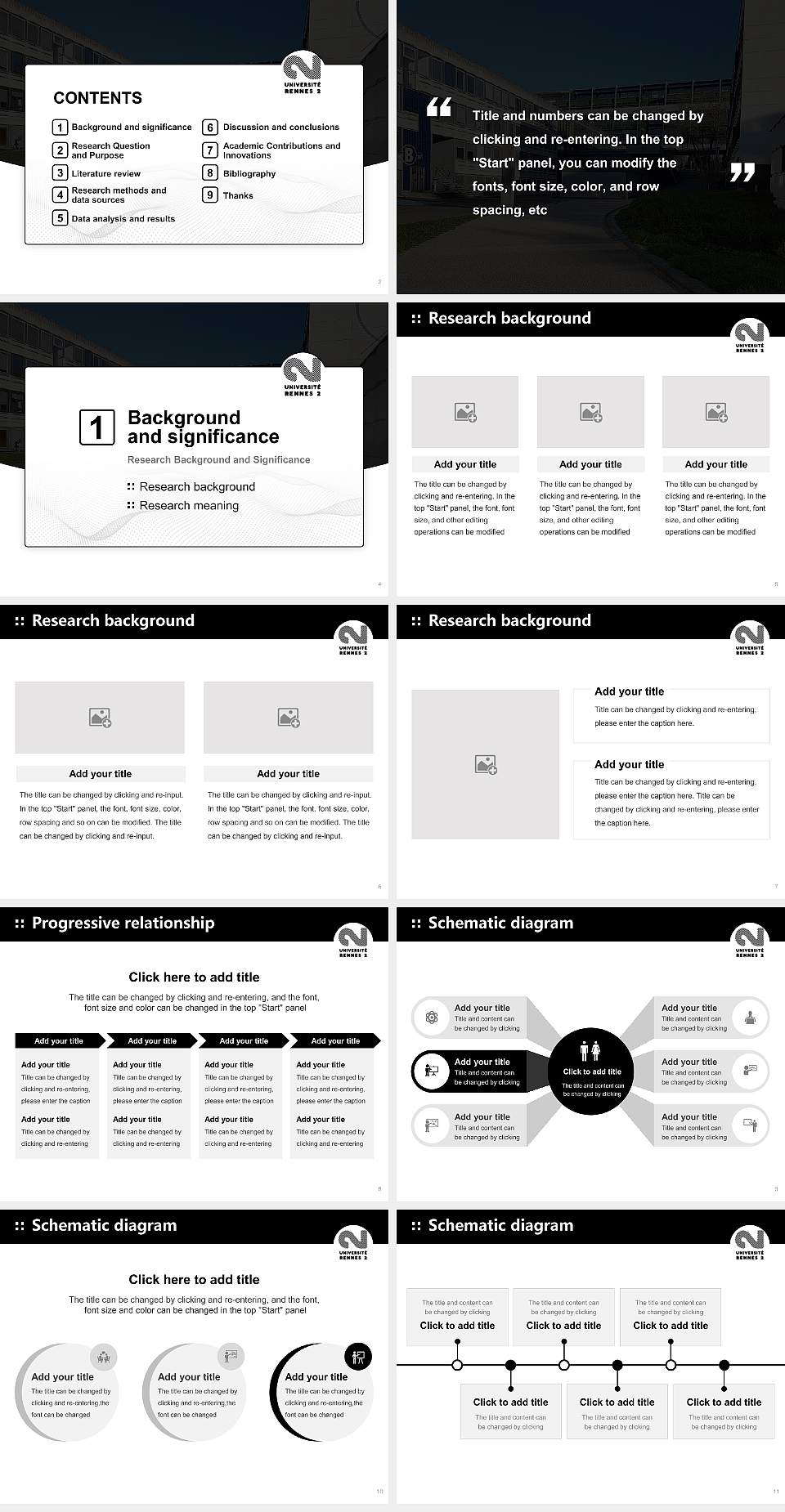 University of Rennes 2 Graduation Thesis Defense PPT Template4:3 ratio PPT effect preview image2