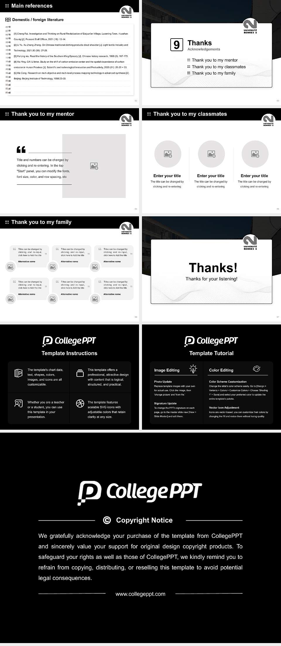University of Rennes 2 Graduation Thesis Defense PPT Template4:3 ratio PPT effect preview image7
