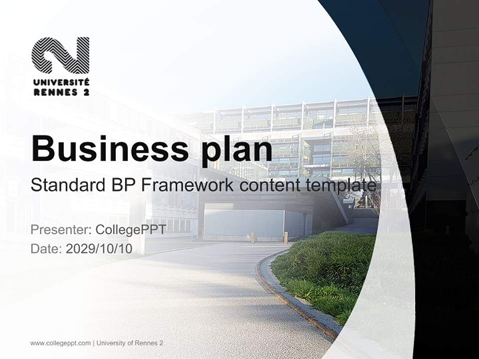 University of Rennes 2 Competition/Entrepreneurship Contest PPT Template4:3 ratio PPT effect preview image9