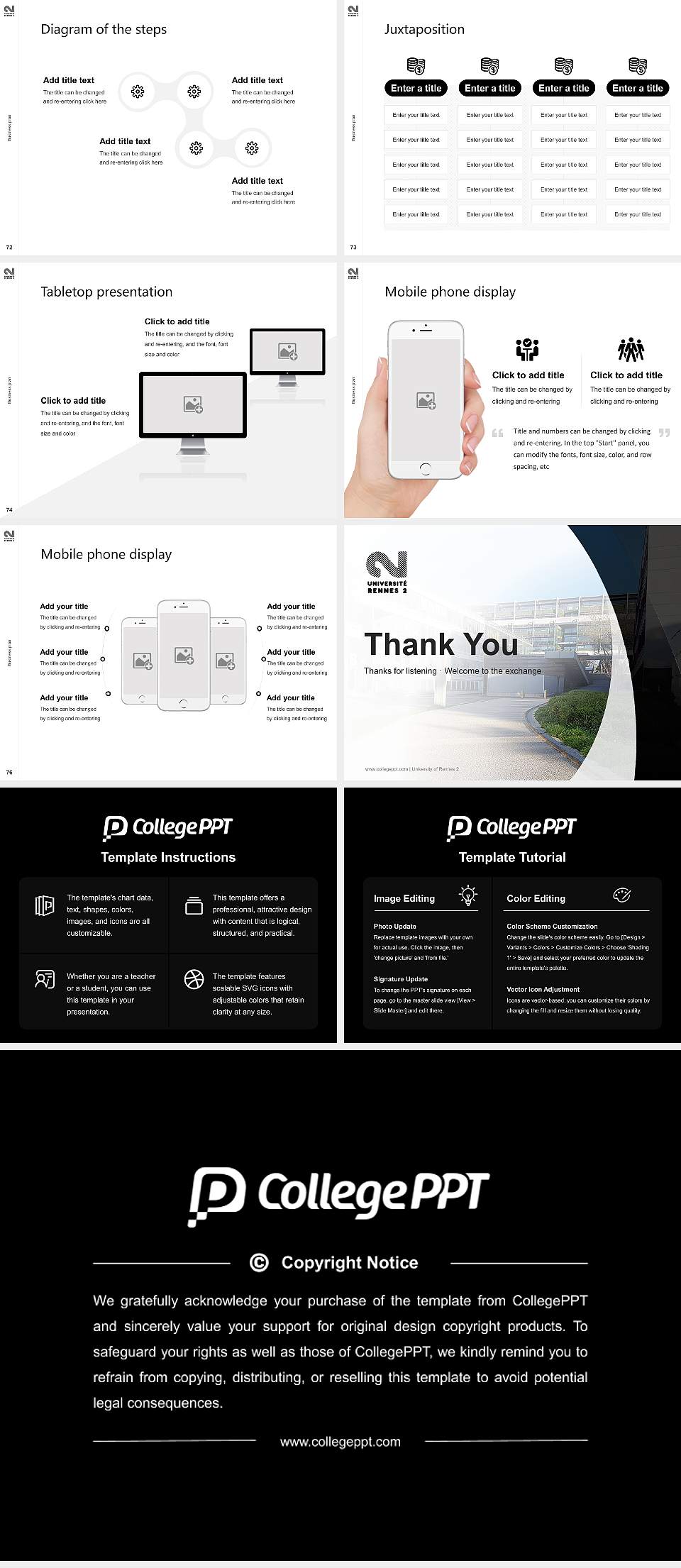 University of Rennes 2 Competition/Entrepreneurship Contest PPT Template4:3 ratio PPT effect preview image9