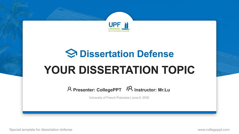 University of French Polynesia Graduation Thesis Defense PPT Template16:9 ratio PPT effect preview image