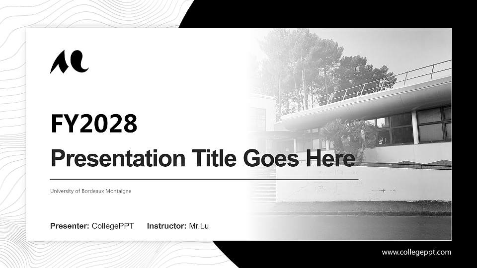 University of Bordeaux Montaigne Academic Presentation/Research Findings Report PPT Template16:9 ratio PPT effect preview image