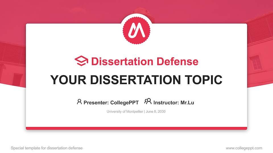 University of Montpellier Graduation Thesis Defense PPT Template16:9 ratio PPT effect preview image