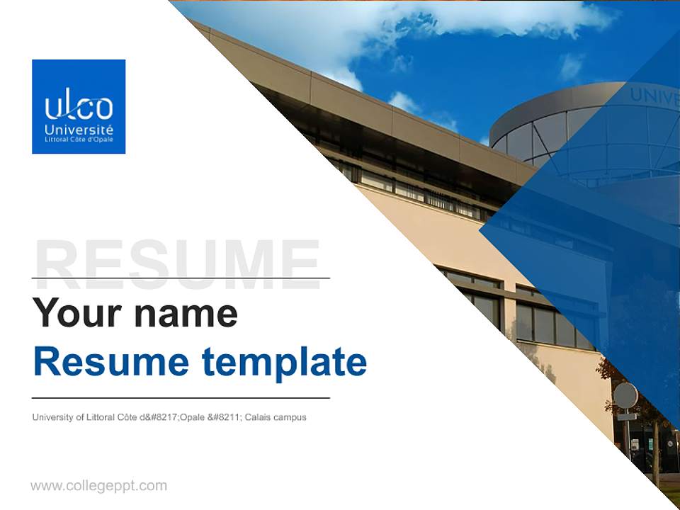 University of Littoral Côte d’Opale – Calais campus Resume PPT Template4:3 ratio PPT effect preview image5