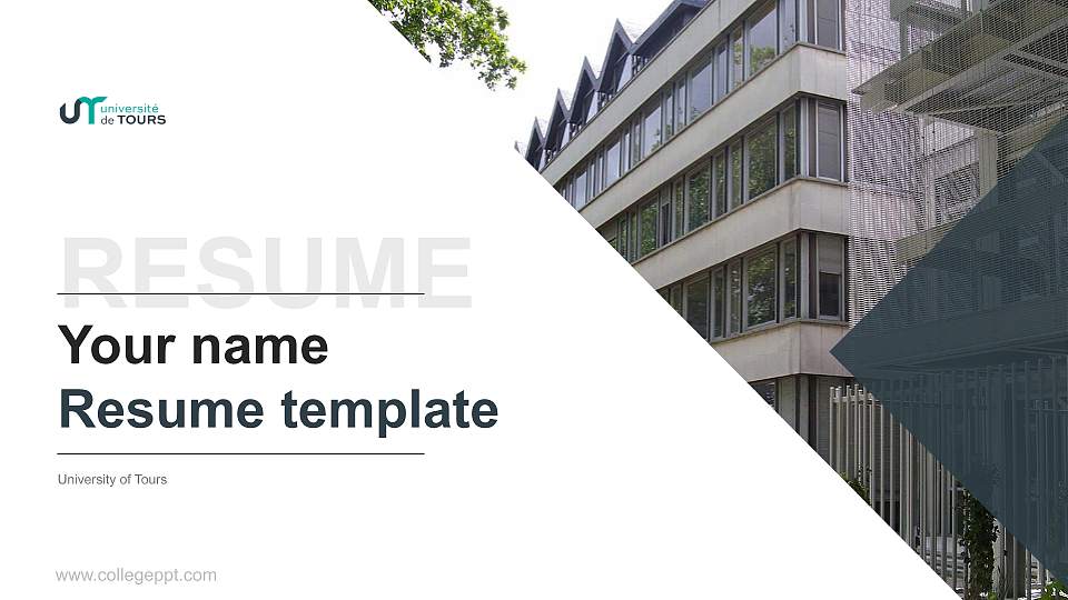 University of Tours Resume PPT Template16:9 ratio PPT effect preview image
