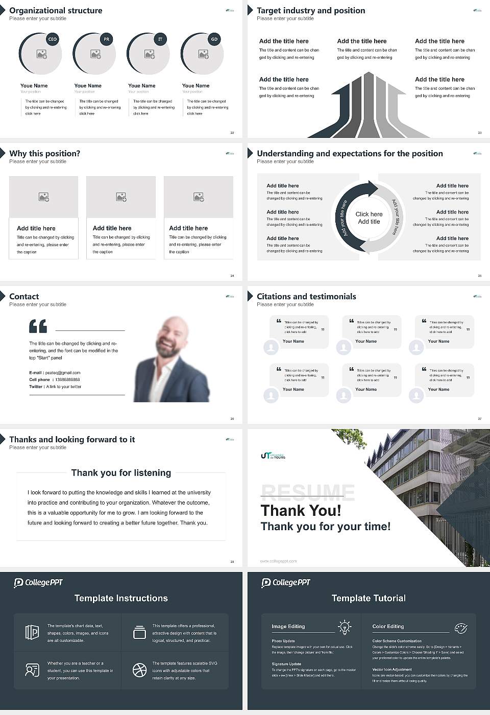 University of Tours Resume PPT Template16:9 ratio PPT effect preview image4