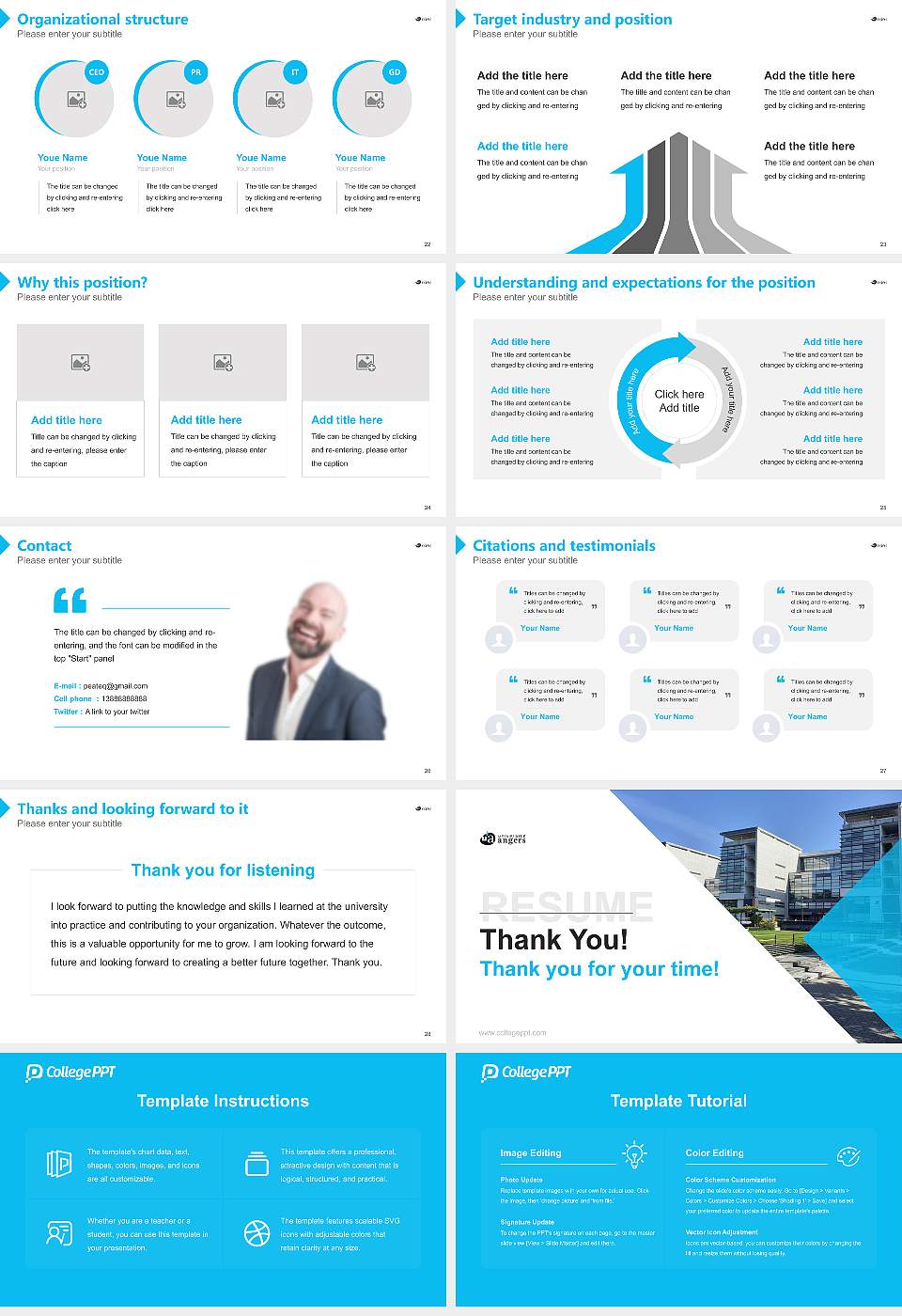 University of Angers Resume PPT Template16:9 ratio PPT effect preview image4