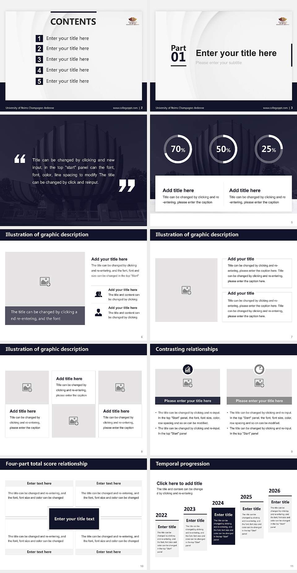 University of Reims Champagne-Ardenne Thesis Proposal/Graduation Defense PPT Template4:3 ratio PPT effect preview image2