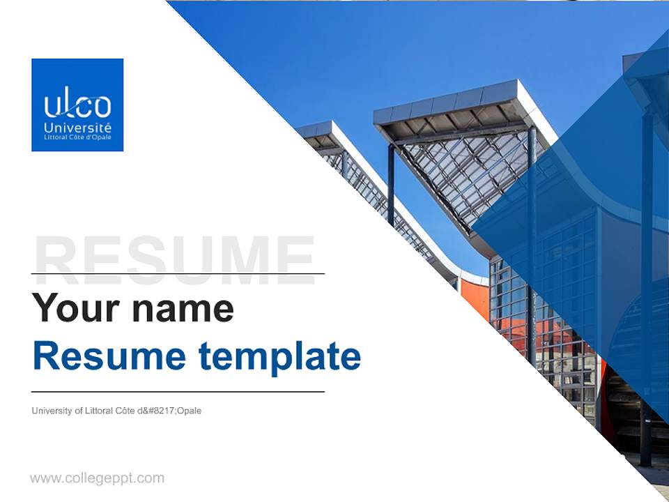 University of Littoral Côte d’Opale Resume PPT Template4:3 ratio PPT effect preview image5