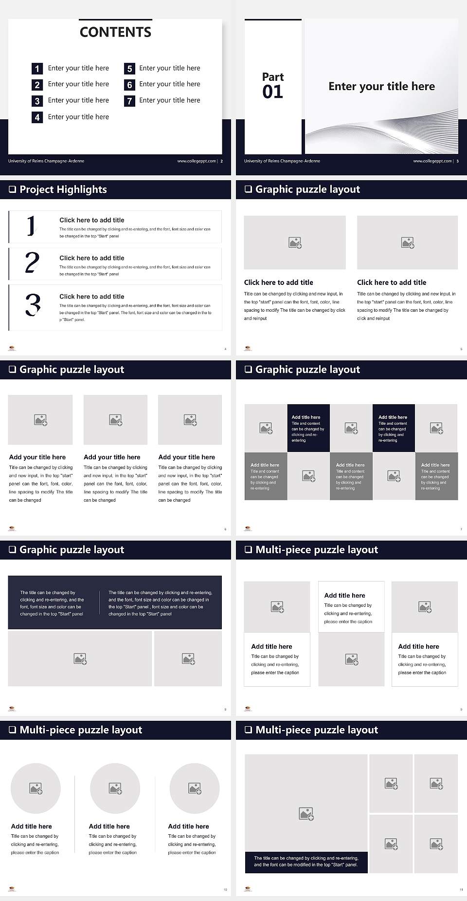 University of Reims Champagne-Ardenne General PPT Template4:3 ratio PPT effect preview image2