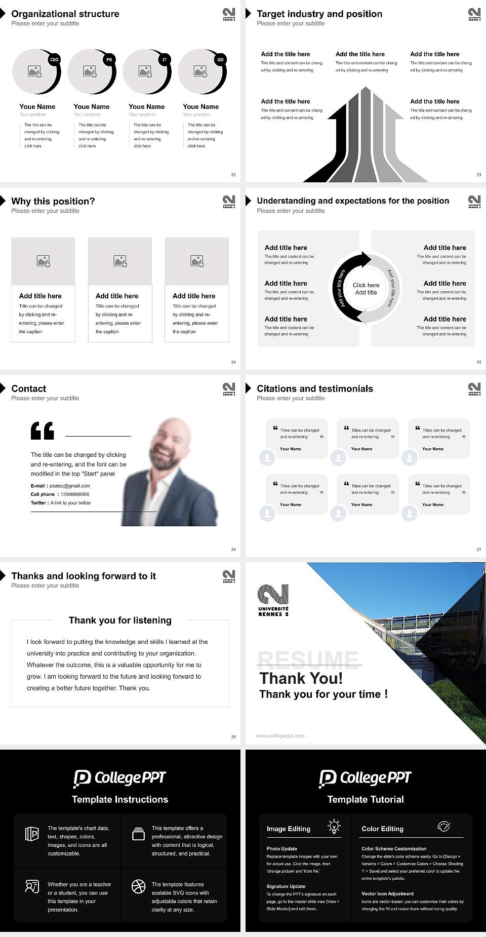 University of Rennes 2 Resume PPT Template4:3 ratio PPT effect preview image4