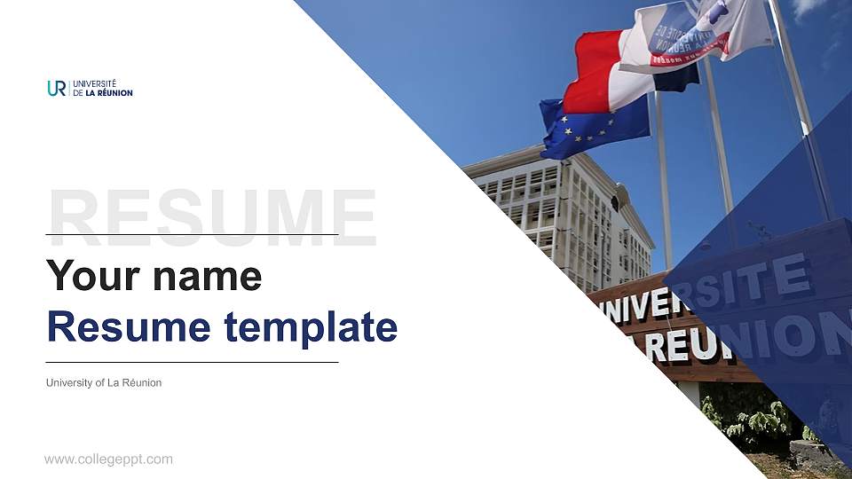 University of La Réunion Resume PPT Template16:9 ratio PPT effect preview image