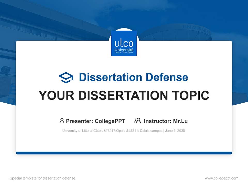 University of Littoral Côte d’Opale – Calais campus Graduation Thesis Defense PPT Template4:3 ratio PPT effect preview image7