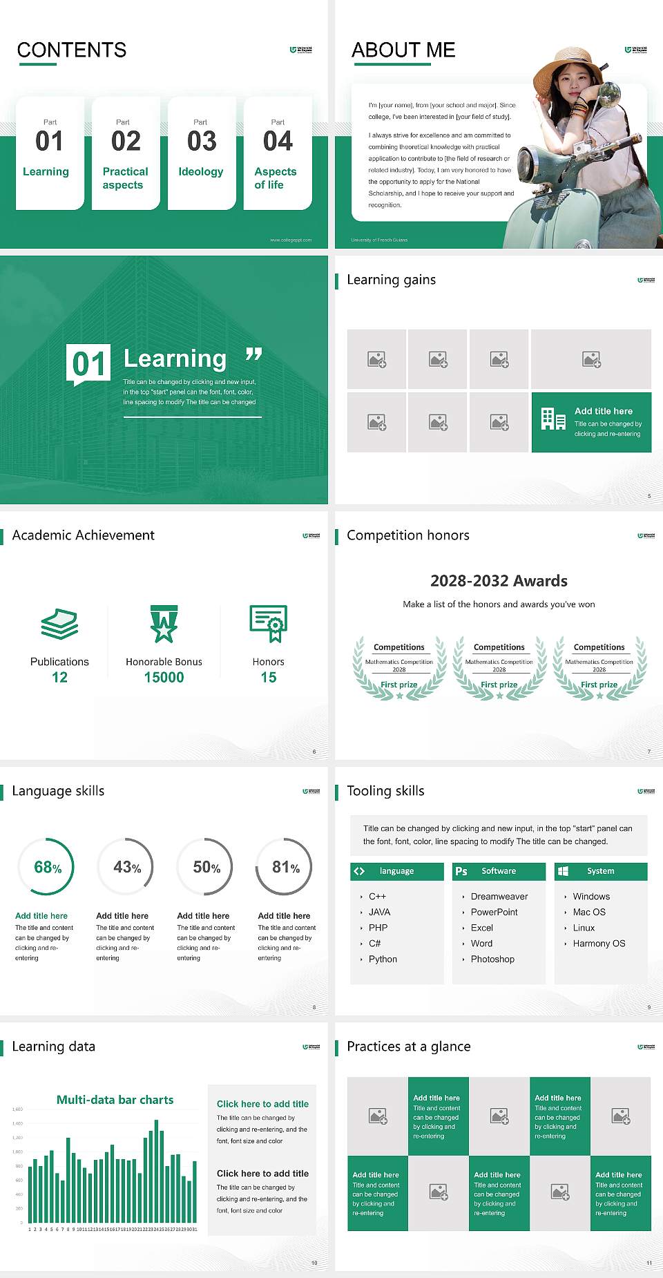 University of French Guiana National Scholarship Defense PPT Template4:3 ratio PPT effect preview image2