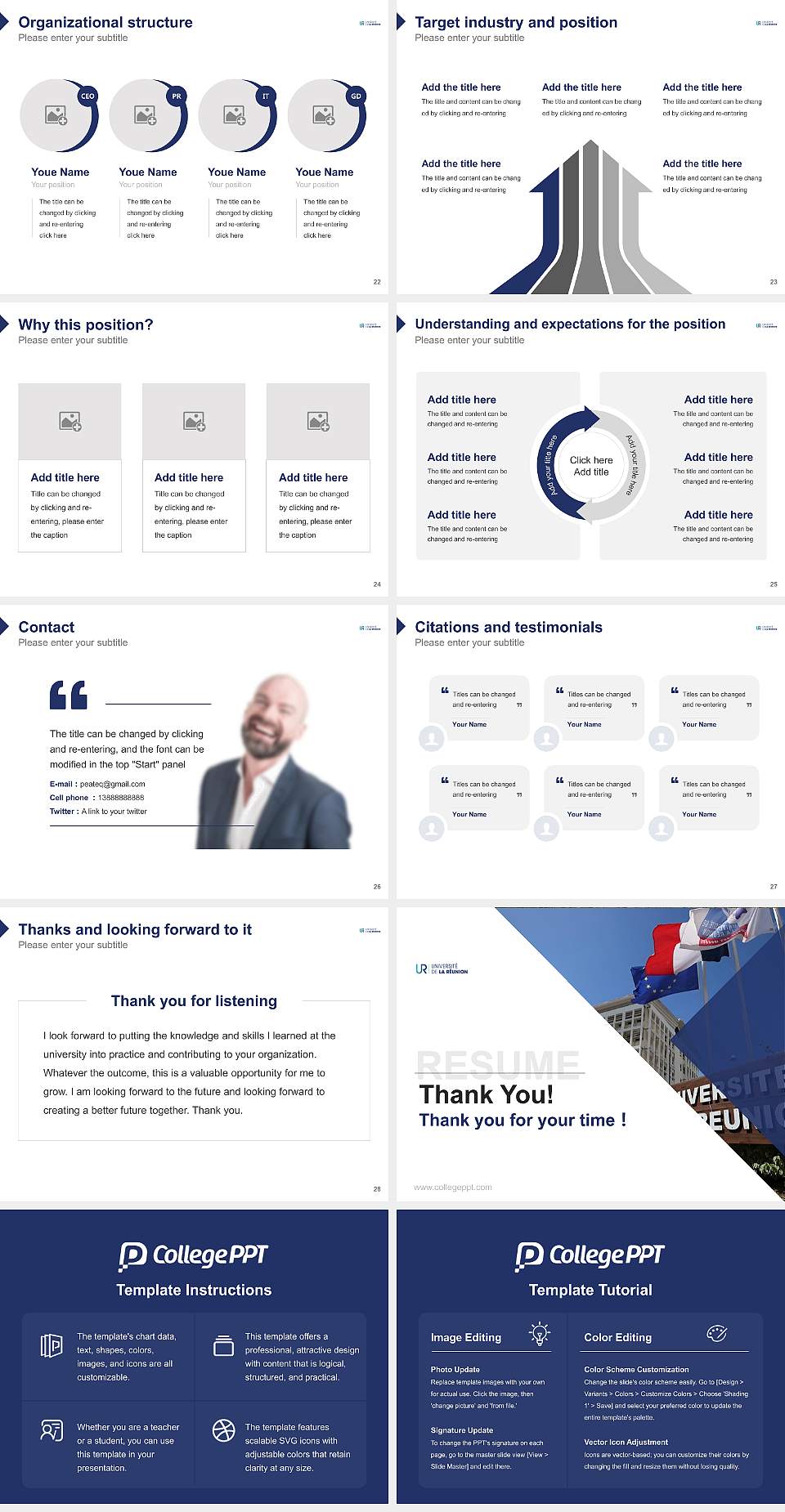 University of La Réunion Resume PPT Template4:3 ratio PPT effect preview image4