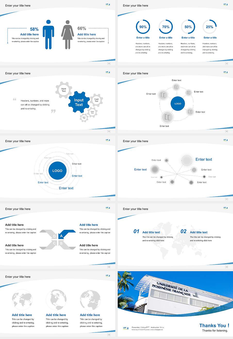 University of French Polynesia Course/Courseware Creation PPT Template16:9 ratio PPT effect preview image4