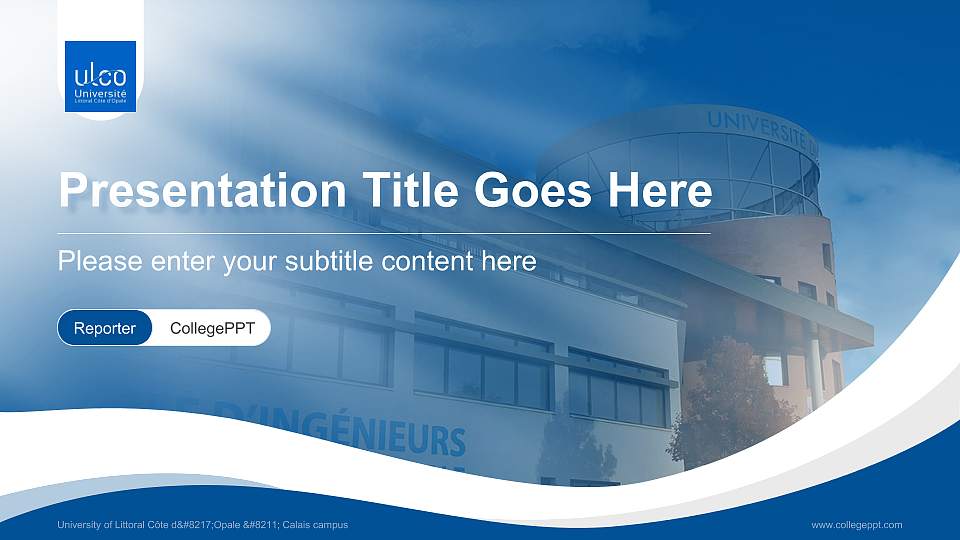 University of Littoral Côte d’Opale – Calais campus Lecture Sharing and Networking Event PPT Template16:9 ratio PPT effect preview image