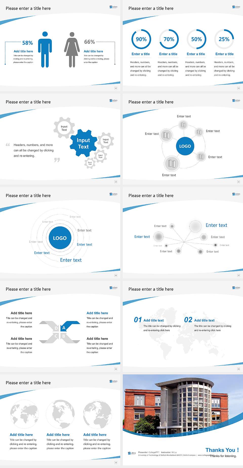 University of Technology of Belfort-Montbéliard – Belfort campus Course/Courseware Creation PPT Template4:3 ratio PPT effect preview image4
