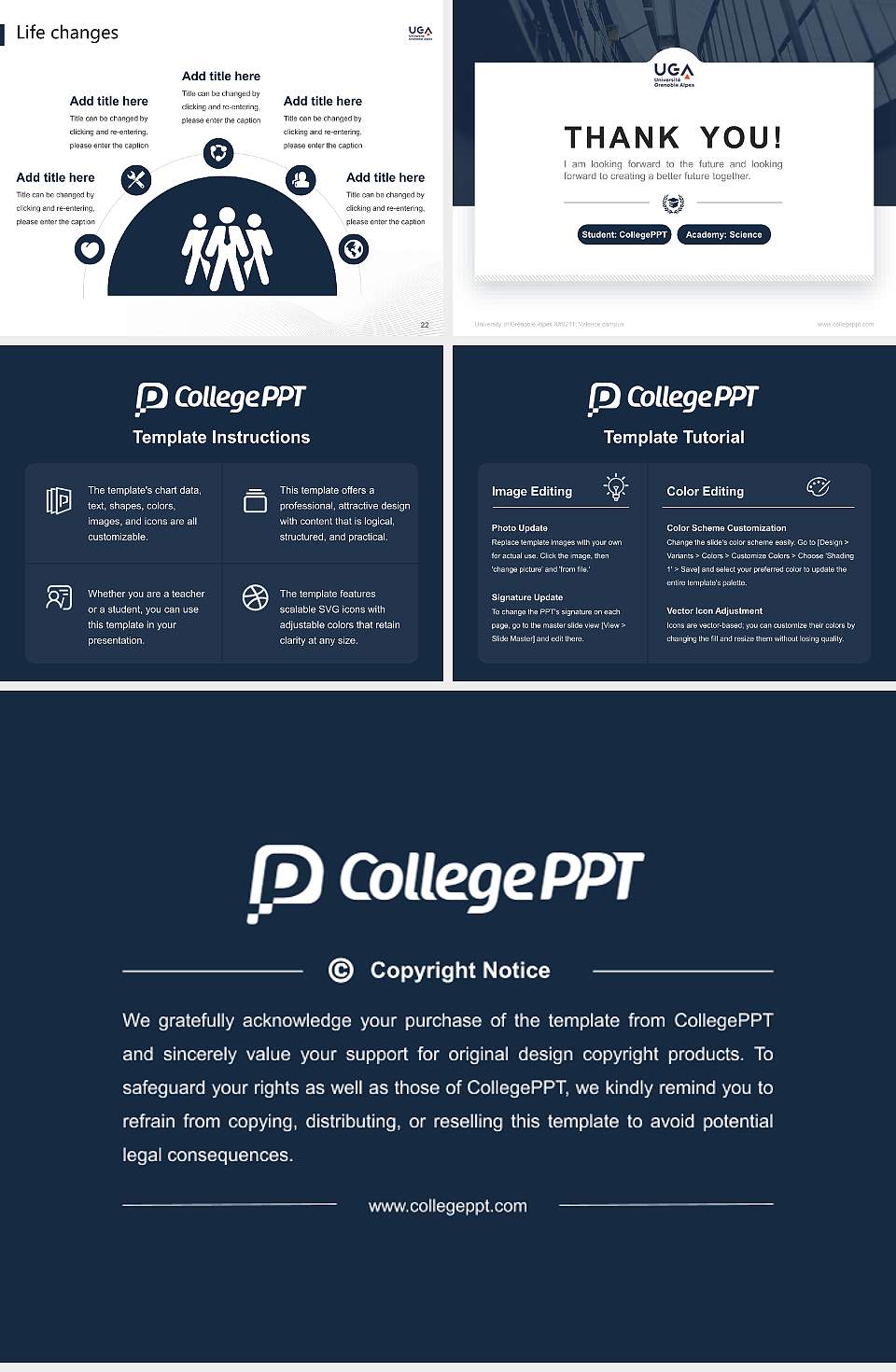 University of Grenoble Alpes – Valence campus National Scholarship Defense PPT Template4:3 ratio PPT effect preview image4