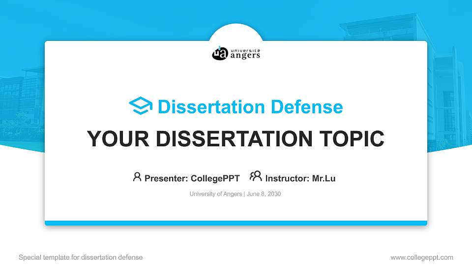 University of Angers Graduation Thesis Defense PPT Template16:9 ratio PPT effect preview image