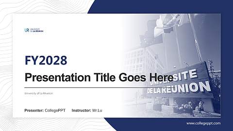 University of La Réunion Academic Presentation/Research Findings Report PPT Template