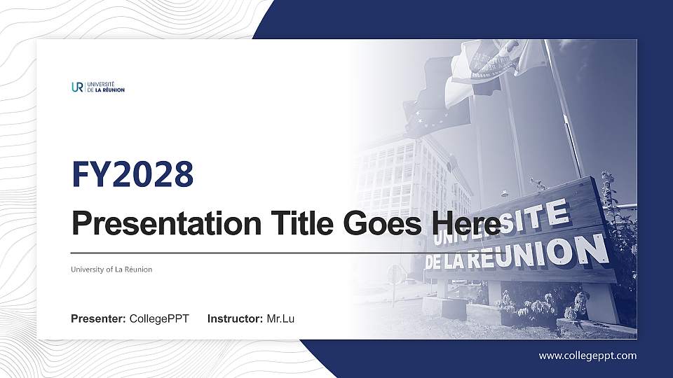 University of La Réunion Academic Presentation/Research Findings Report PPT Template16:9 ratio PPT effect preview image