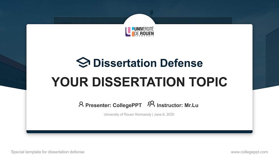University of Rouen Normandy Graduation Thesis Defense PPT Template16:9 ratio PPT effect preview image
