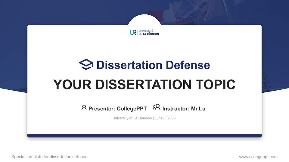 University of La Réunion Graduation Thesis Defense PPT Template16:9 ratio PPT effect preview image