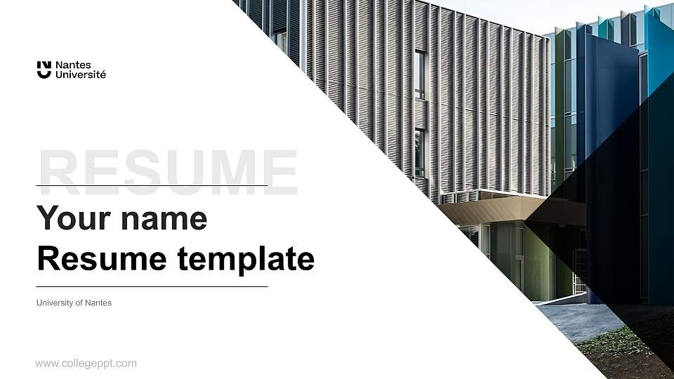University of Nantes Resume PPT Template16:9 ratio PPT effect preview image