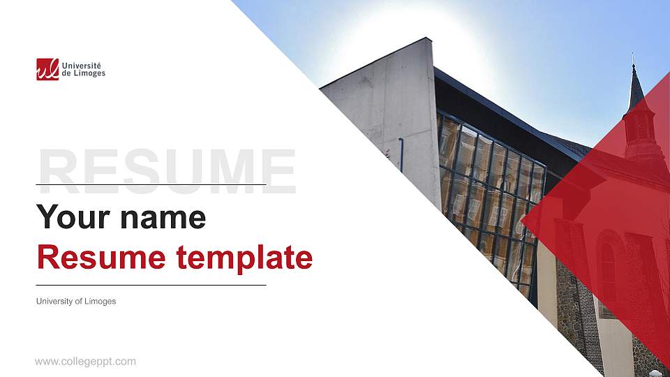 University of Limoges Resume PPT Template16:9 ratio PPT effect preview image