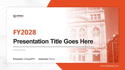 University of Nîmes Academic Presentation/Research Findings Report PPT Template