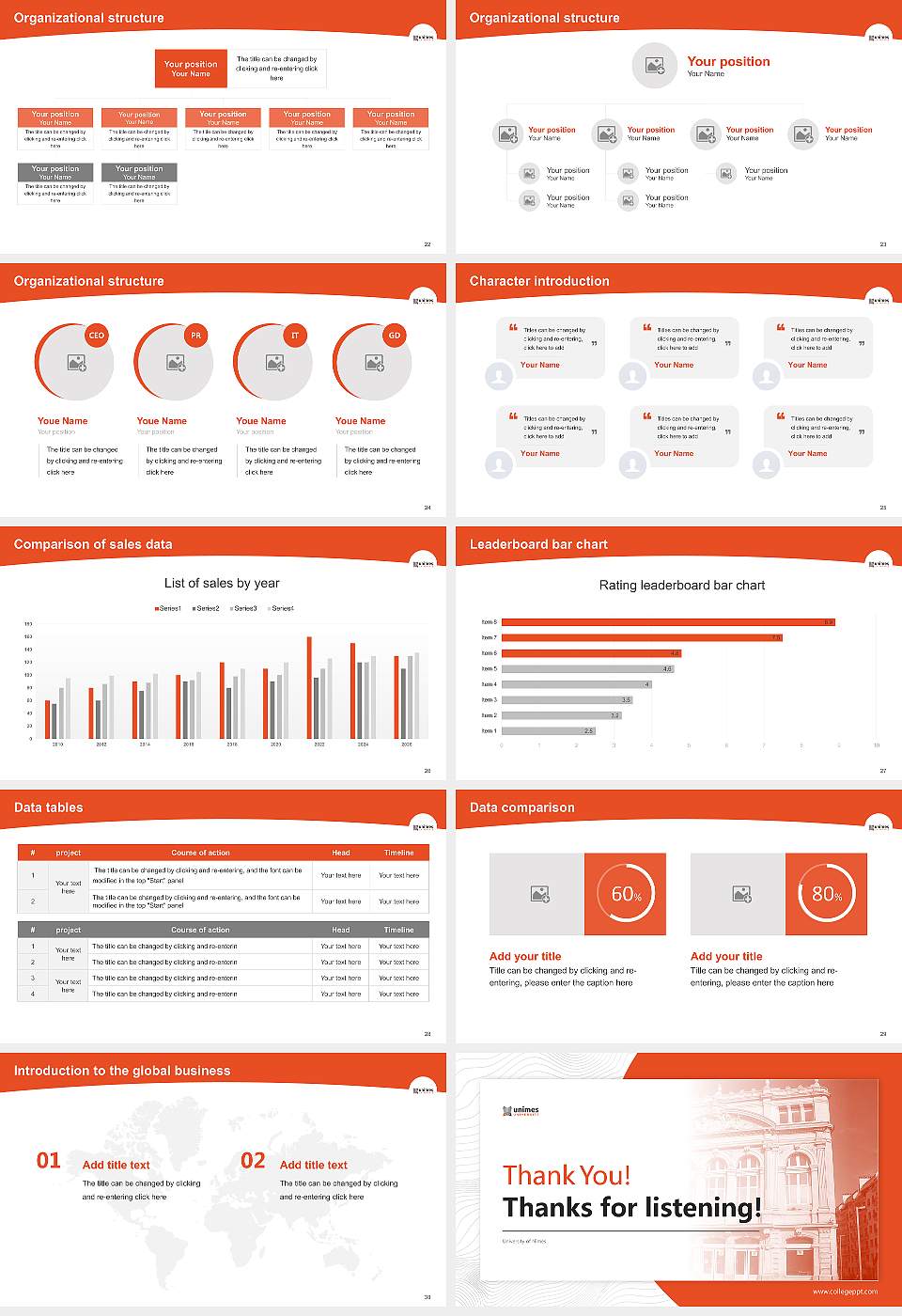 University of Nîmes Academic Presentation/Research Findings Report PPT Template16:9 ratio PPT effect preview image4