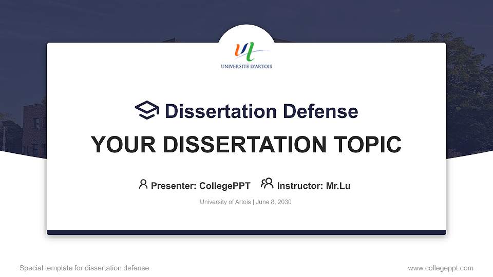 University of Artois Graduation Thesis Defense PPT Template16:9 ratio PPT effect preview image