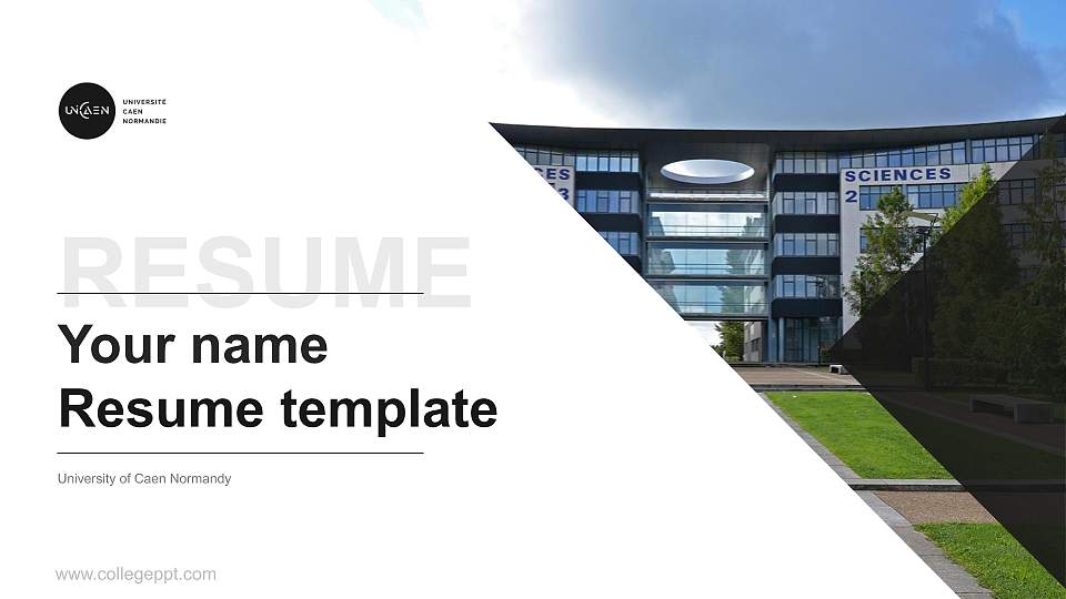 University of Caen Normandy Resume PPT Template16:9 ratio PPT effect preview image