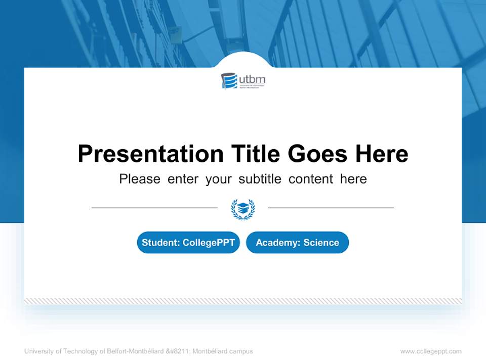 University of Technology of Belfort-Montbéliard – Montbéliard campus National Scholarship Defense PPT Template4:3 ratio PPT effect preview image4