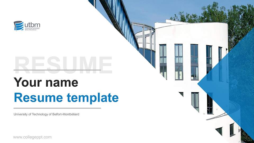 University of Technology of Belfort-Montbéliard Resume PPT Template16:9 ratio PPT effect preview image