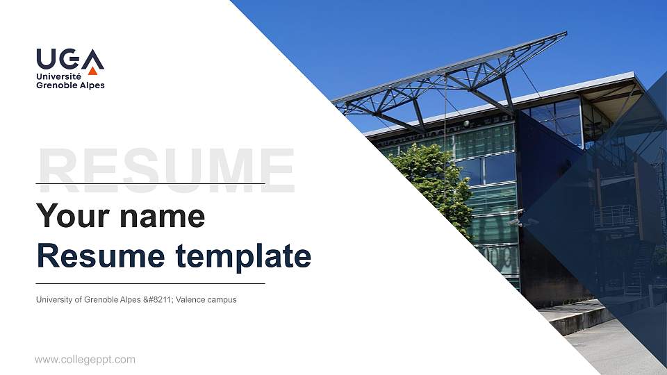 University of Grenoble Alpes – Valence campus Resume PPT Template16:9 ratio PPT effect preview image