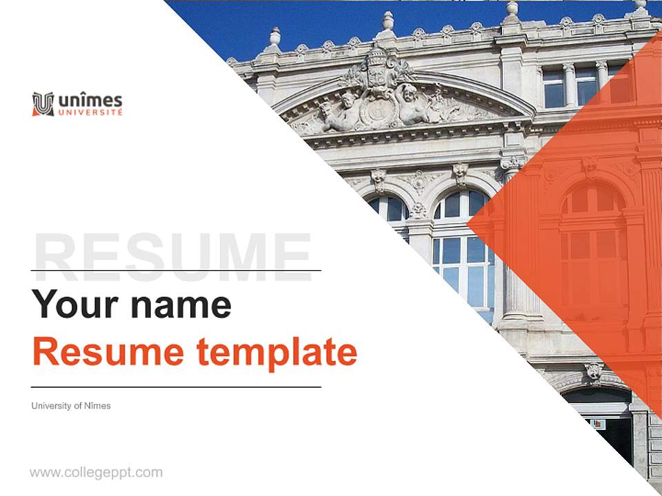 University of Nîmes Resume PPT Template4:3 ratio PPT effect preview image5