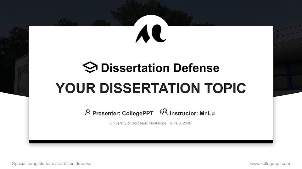 University of Bordeaux Montaigne Graduation Thesis Defense PPT Template16:9 ratio PPT effect preview image