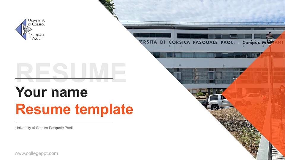 University of Corsica Pasquale Paoli Resume PPT Template16:9 ratio PPT effect preview image