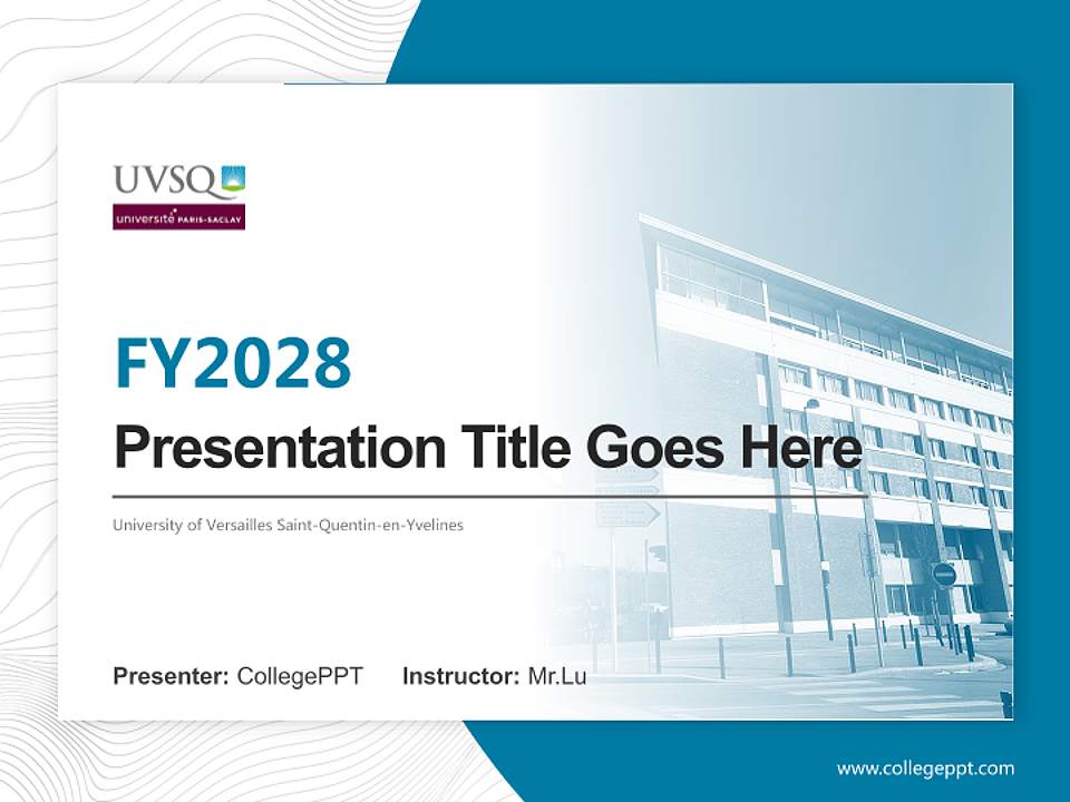 University of Versailles Saint-Quentin-en-Yvelines Academic Presentation/Research Findings Report PPT Template4:3 ratio PPT effect preview image5