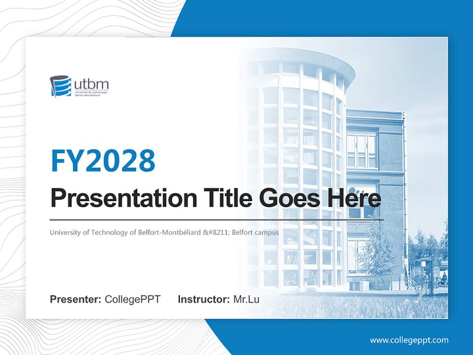 University of Technology of Belfort-Montbéliard – Belfort campus Academic Presentation/Research Findings Report PPT Template4:3 ratio PPT effect preview image5