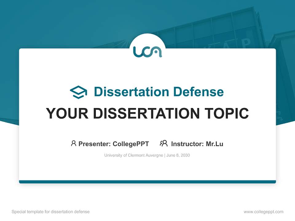 University of Clermont Auvergne Graduation Thesis Defense PPT Template4:3 ratio PPT effect preview image7