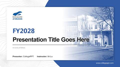 University of Orléans Academic Presentation/Research Findings Report PPT Template
