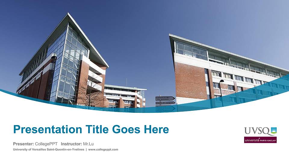 University of Versailles Saint-Quentin-en-Yvelines Course/Courseware Creation PPT Template16:9 ratio PPT effect preview image
