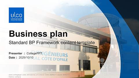 University of Littoral Côte d’Opale – Calais campus Competition/Entrepreneurship Contest PPT Template