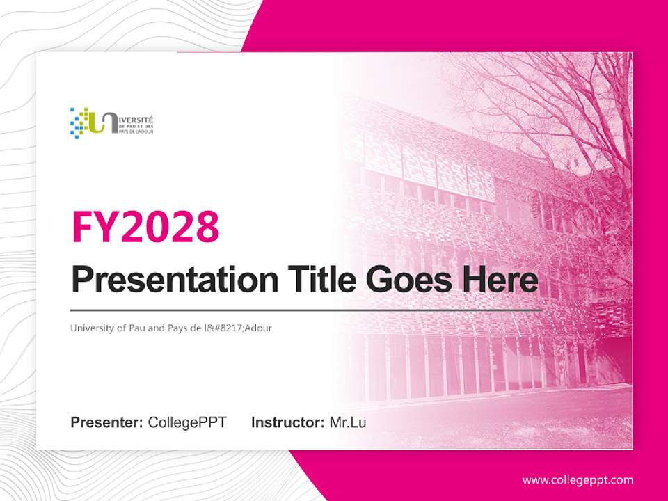 University of Pau and Pays de l’Adour Academic Presentation/Research Findings Report PPT Template4:3 ratio PPT effect preview image5